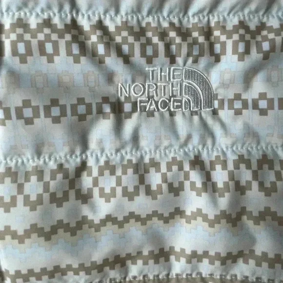 The North Face Reversible Girls Puffer Faux Fur Jacket‎ Sz 18 Cream Ski Winter